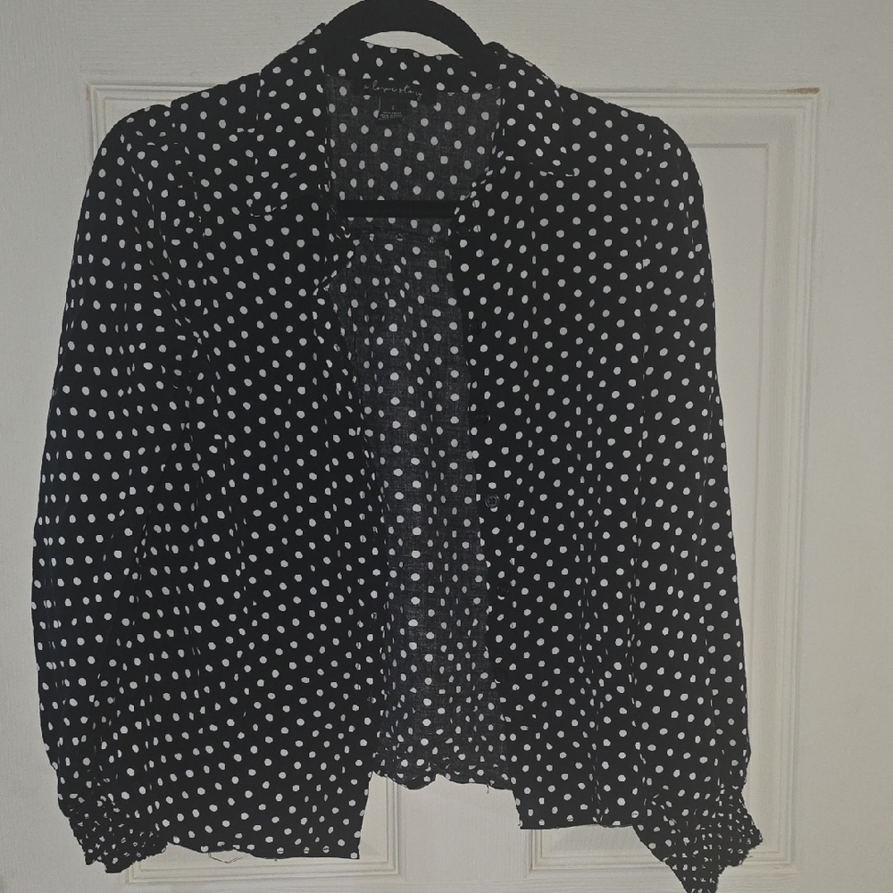 Polka Dot Women's Blouse - Black and White